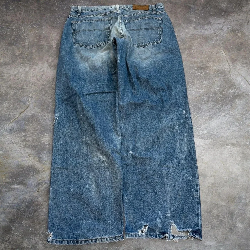 Vintage Tommy Hilfiger Distressed Thrashed Blue Jeans Mens 36x31.5 Skater Grunge